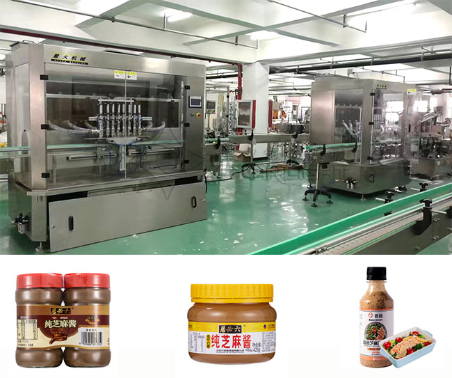 全自動(dòng)芝麻醬灌裝機(jī)生產(chǎn)線及灌裝樣品展示