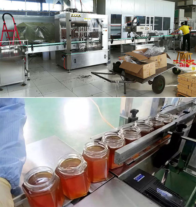 江蘇全自動蜂蜜灌裝機(jī)生產(chǎn)線設(shè)備及灌裝細(xì)節(jié)實(shí)拍