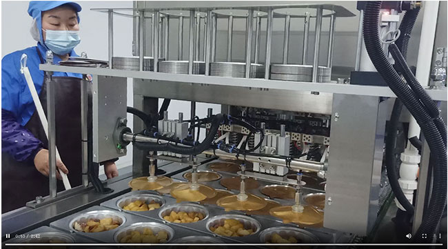 鋁箔盒預(yù)制菜全自動(dòng)連續(xù)式封口機(jī)操作視頻
